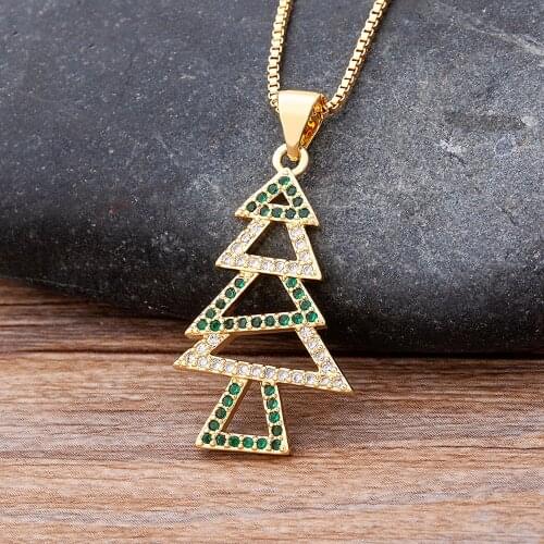 Christmas Tree Chain Choker Necklace For Women Collar Cubic Zirconia Necklaces Jewellery Christmas Party Girl New Trendy Gift