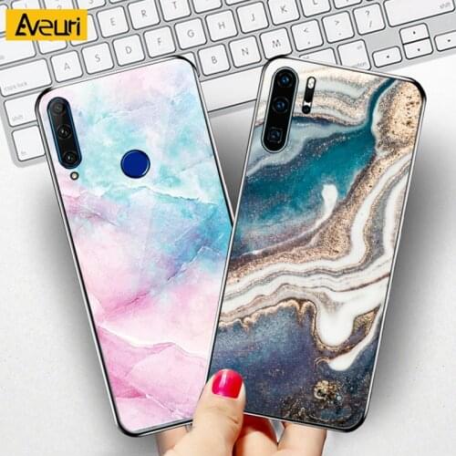 Luxury Marble Glass Phone Case For Huawei P20 P40 Pro P30 Lite Nova 2i 3 3i 5T P Smart Z Plus 2019 Honor 20 30 Pro Plus Cover
