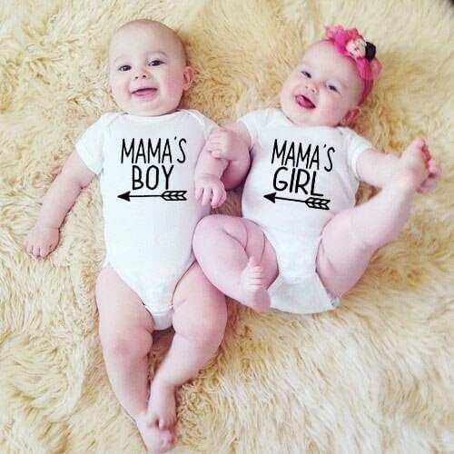 Mamas Boy and Mamas Girl Newborn Short Sleeve Baby Boy Clothes Letter Printing Girls Boys Family Matching Clothing Rompers