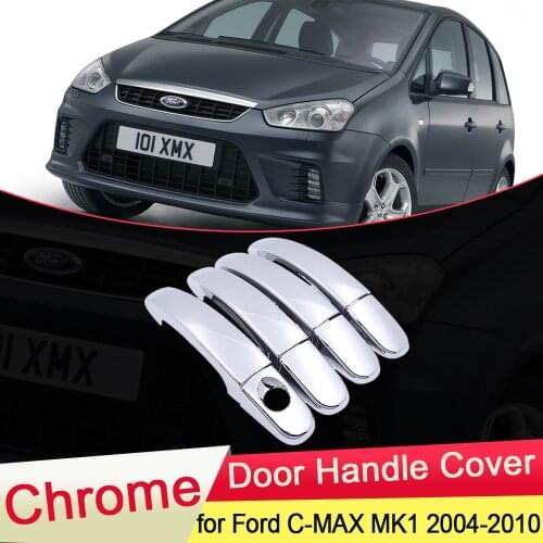 For Ford C-MAX C MAX CMAX MK1 2004 2005 2006 2007 2008 2009 2010 Chrome Door Handle Cover Trim Car Cap Set Stickers Accessories