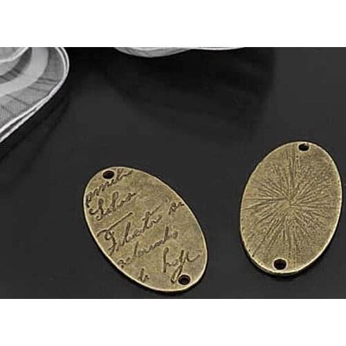E242)20 pieces 34x19mm Antique Bronze Zinc Alloy with Letter Oval Connect Charms Diy Jewelry Findings Accessories Wholesale