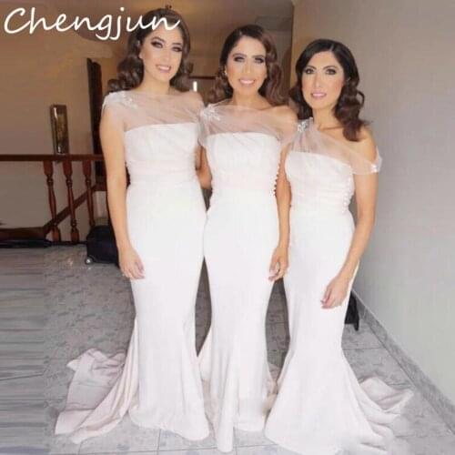 Chengjun Elegant Sleeveless Strapless Long Mermaid Bridesmaid Dress 2019