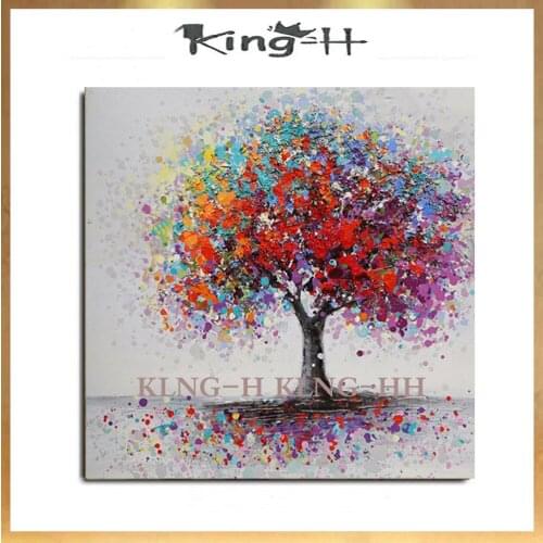 Artista pintado a mano de alta calidad moderno abstracto Rosa paisaje pintura al óleo sobre lienzo de cuchillo de aceite de árbo