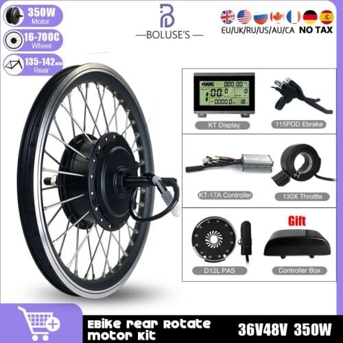 Electric Bicycle Conversion Kit 36V48V350W Rear Rotate Brushless Hub Motor Rear Wheel 16-29inch 700C with KT LED LCD display
