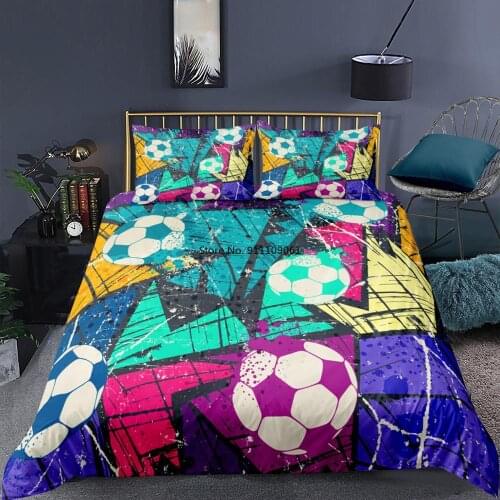3D Bedding Sets 2-3Pcs Abstract Football Basketball Doodle Series Duvet Cover Soft Pillowcases Queen King Size Boy Gift Bed Set
