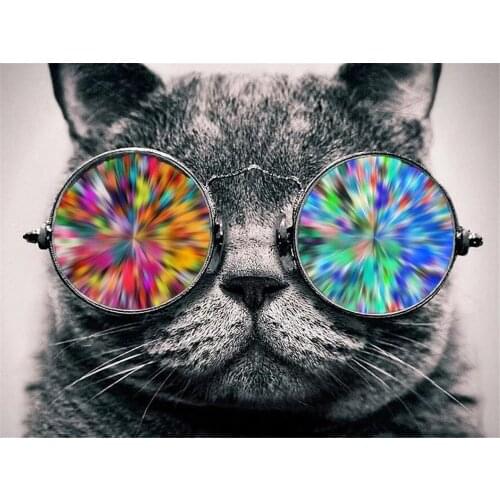 Cat Animal DIY Cross Stitch 11CT Embroidery Kits Needlework Craft Set Cotton Thread Printed Canvas Home Decoration Wholesale