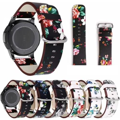Leather Strap for samsung galaxy watch 46mm gear 2 s3 Zenwatch 1 2 Ticwatch 1 Pro Huami amazfit 2s/1 pace Flower band Bracelet
