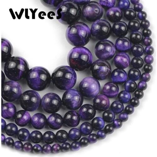 WLYeeS Natural Stone Purple Tiger Eye Round Beads 4 6 8 10 12MM Ball Loose beads for DIY bracelet Necklace For Jewelry Making 15