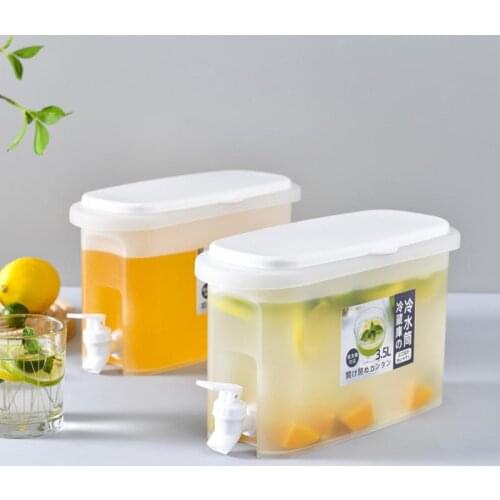 3.5L Cold Kettle With Faucet Large Capacity Lemon Fruit Teapot Refrigerator Cool Water Bucket Kitchen Drinkware Cold Water Jug