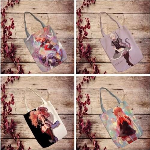 1PCS Asuka Girl Fashion Anime Canvas Shoulder Bags Casual Shopping Bag Cartoon Tote Handbag Travel Lady New