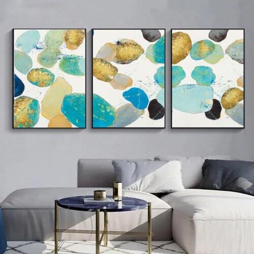 Marble Blue Yellow Colorful Stone Modern Poster Canvas Print Painting Wall Art Living Room Home Decoration