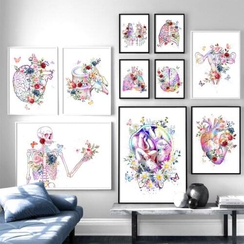 Flower foot bone anatomy wall art posters and prints doctors decorate wall pictures
