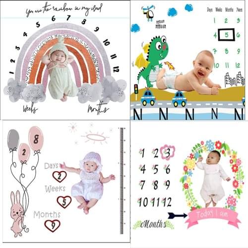 New Born Baby Milestone Monthly Background Blankets Infant Photo Props Backdrop Cloth Calendar Bebe Boy Girl Picture Accessories