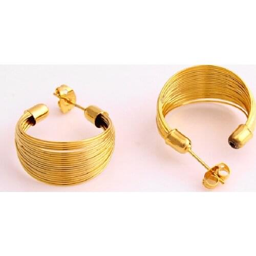 New European and American Fashion Ethnic Style Earrings 18K Brass Gold-Plated Creative Multi-Line Earrings Womens Jewelry