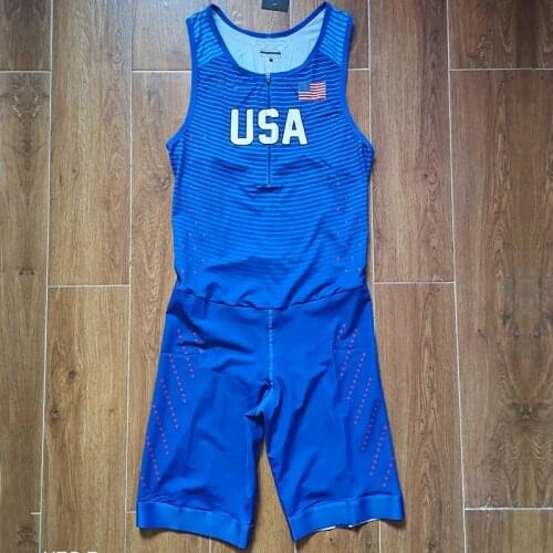 Custom USA Sleeveless Tights Man Track & Field Fast Running One Piece Suit Leotard 4*100 Fast Speed Running Outfit Customizable