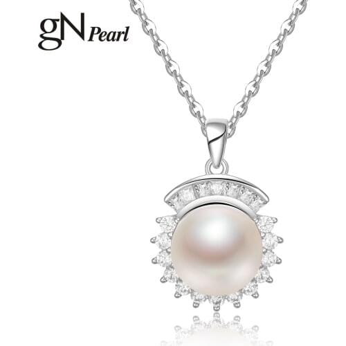 GNPearl Genuien Pearl Minimalist Pendant Necklaces 10-11mm Natural Freshwater Drop Shape Choker Chain gN Pearl