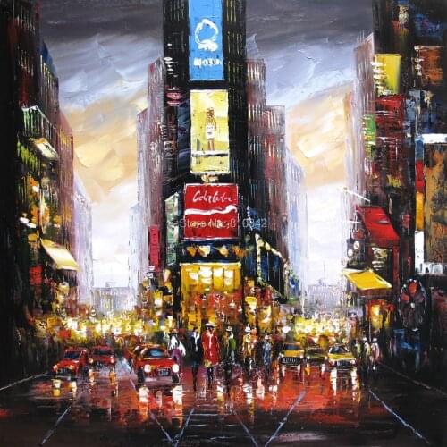 Palette knife oil painting Modern handmade oil on canvas New York Time Square paintings for wall decoration