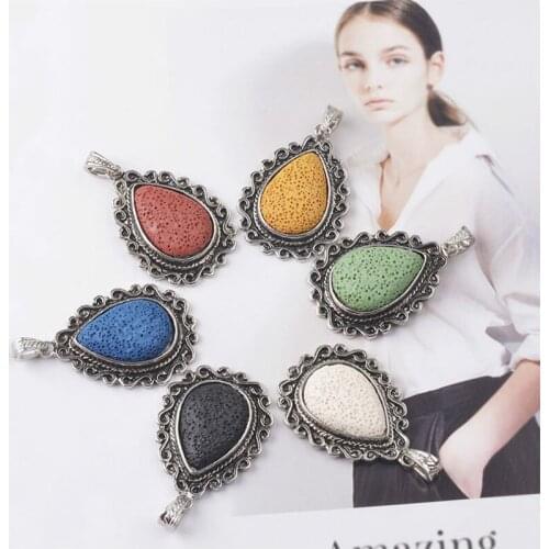 Natural volcanic rock drop pendants Colored volcanic rock necklaces for jewelry making diy bracelet necklace accessories