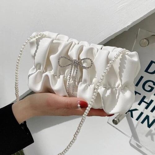 Luxury brand Pleated Square Crossbody bag 2021 New Quality Soft PU Leather Womens Designer Handbag Pearl Shoulder Messenger Bag