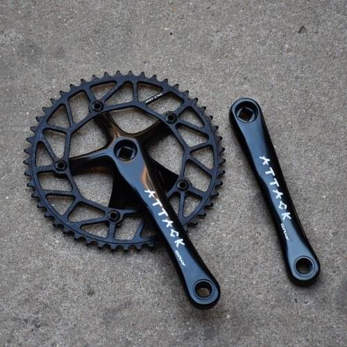 Gray Alumniun Alloy Crankset Fixed Gear Crank 49T 170mm BCD144 Single Speed TRACK BIKE Crankset Bicycle Chainwheel Sprocket