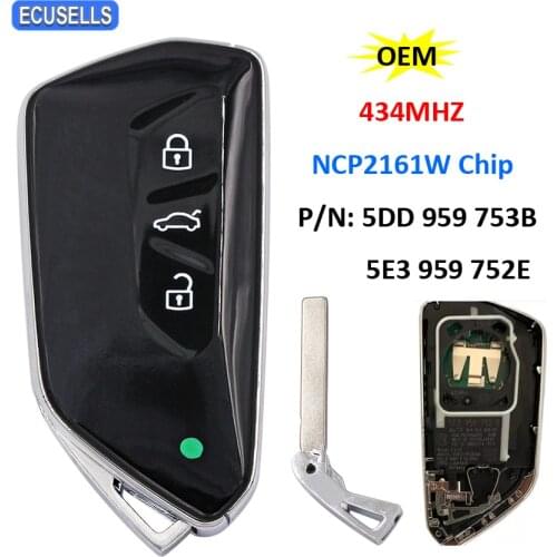 OEM Smart Remote Car Key 434MHz NCP2161W Chip for Volkswagen for Skoda 2020 2021 For Golf 8 2021 P/N: 5DD 959 753B 5E3 959 752E