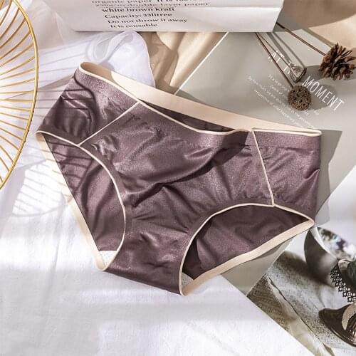 Satin T- Back Sexy Lingerie Underwear Women Seamless Ice Silk Panties Soft Comfortable Breathable Briefs