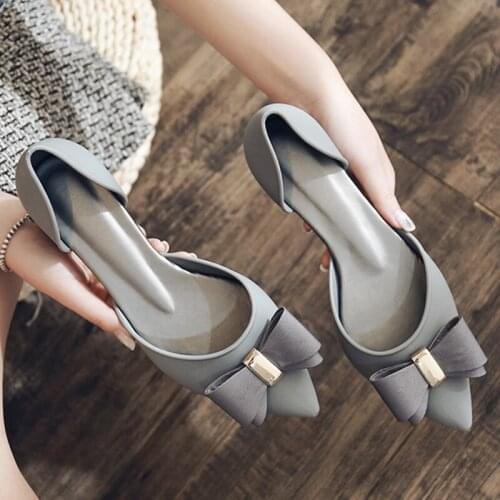 Elegant Women Pumps Shoes Summer Ladies Pointed Toe Jelly Shoes Metal Decoration Set Foot Square Heel Office Female Footwear