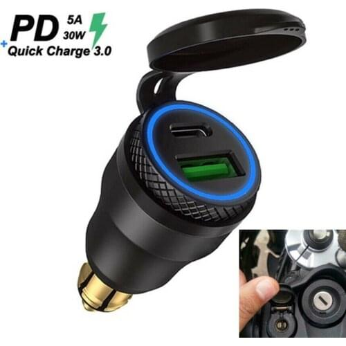 Waterproof Type C + USB Power Socket Charger For BMW Motorcycle DIN Plug Adapter