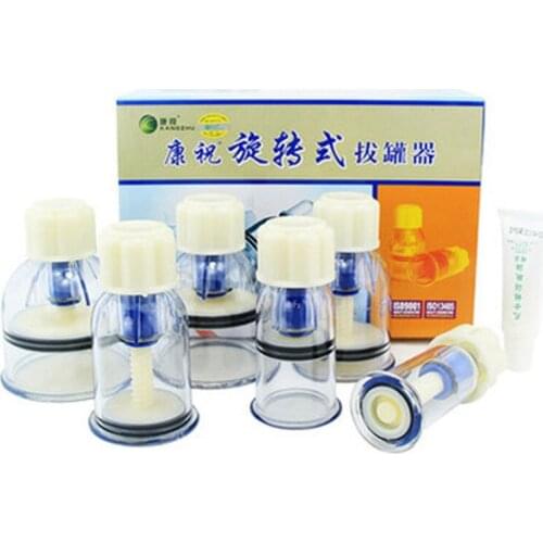 F6 type rotary spiral vacuum cupping device 6 cans hand twist acupuncture massage cupping