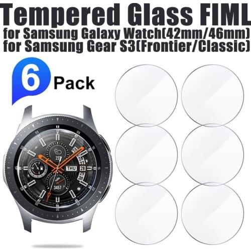 6pcs 9H Tempered Glass Protective Film for Samsung Galaxy Watch 46mm 42mm Screen Protector Guard for Gear S3 Sport Aactive 2