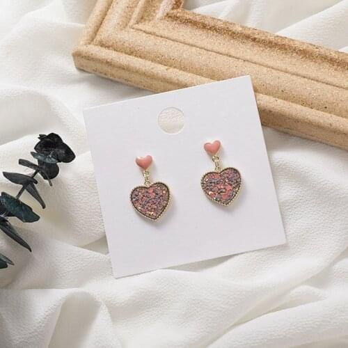 New fashion contracted Heart earrings sweet temperament elegant fine sequins Women Drop earrings joker lovely