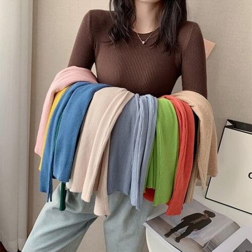 Autumn and Winter Womens Sweater Knitted for Women Thin Long Sleeve Top Women Solid O-neck Clothing Female 2021 Basic Sweaters