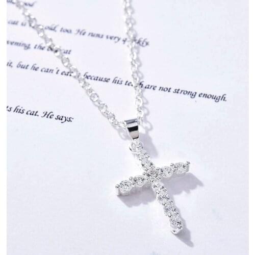 Women Lady Simple Love Cross Pendant Choker Chain Necklace Charm Beach Rhinestone Jewelry choker Christmas gift necklace