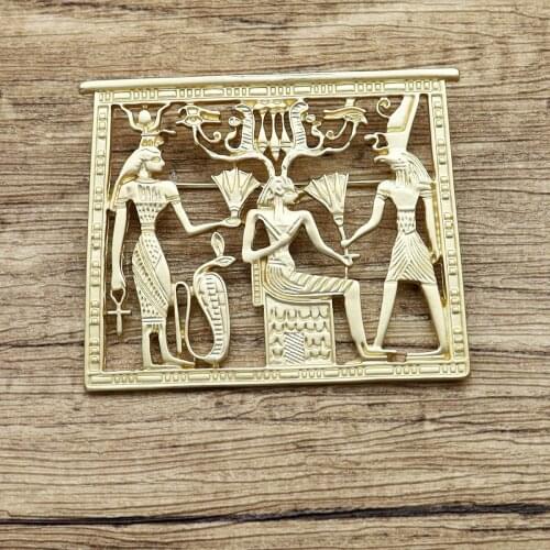 Gold Egyptian Aesthetic Brooches Collect Pins for Women Badges Temple Horus Anubis Isis Ankh Cross Pharaoh Hat Lapel Scarf