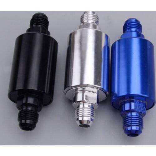 1pcs AN6 6AN Universal Billet Inline Fuel Filter High Flow 100 Micron Cleanable fit for Most cars