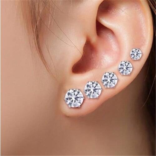 10Pcs Women Alloy Zircon Earring Sets Jewelry Accessories Gifts High Quality Crystal Stud Earrings Set Simple (10 Colors)