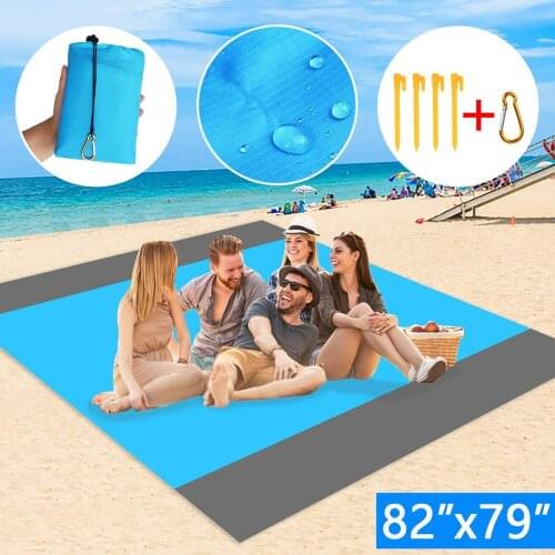 210x200cm Beach Blanket Waterproof Outdoor Portable Picnic Mat Soft Nylon Beach Mat for Travel Hiking Camping Beach Activities