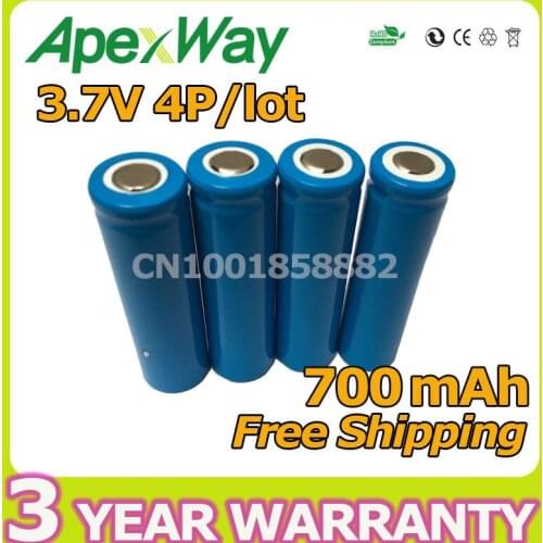 4pcs/lot Rechargeable Battery 3.7V 700mAh 14500 AA Li-ion 600 times for pocket flashlights toys etc