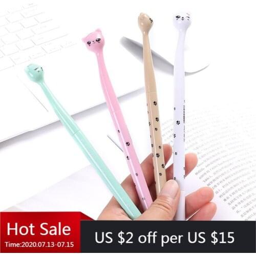 40 Pcs Creative Stationery Cute Cat Neutral Pen Learning Stationery Cartoon Water Pen Kawaii School Supplies