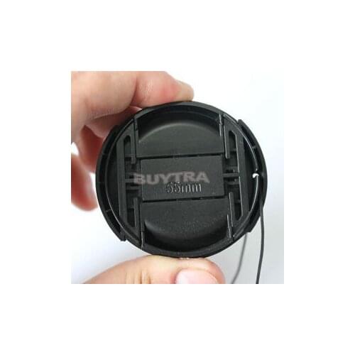 55 mm Black Center Squeeze Front Cap For Canon Nikon Lens Filters with Anti-lose Cord