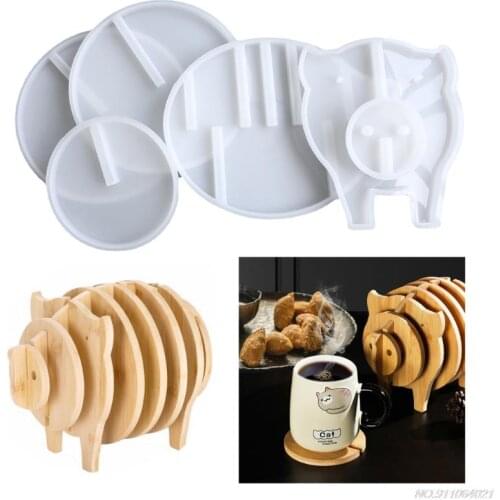 6Pcs Piggy Coaster Epoxy Resin Mold Cute Pig Cup Mat Mug Pad Silicone Mould DIY Crafts Ornaments Home Decorations Mold wholesale