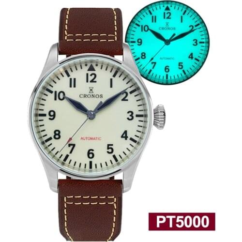 Mechanical Automatic Mens Pilot Watch Full Luminous Sapphire Crystal Leather Strap Skeleton Watch Vintage Automatic Watches