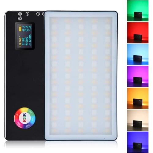 RGB Led Video Light CRI 96+ 360° Full Color 9 Lighting Effect 3200-7500K Adjustable 1-100% Stepless Dimming for Camera Photograp