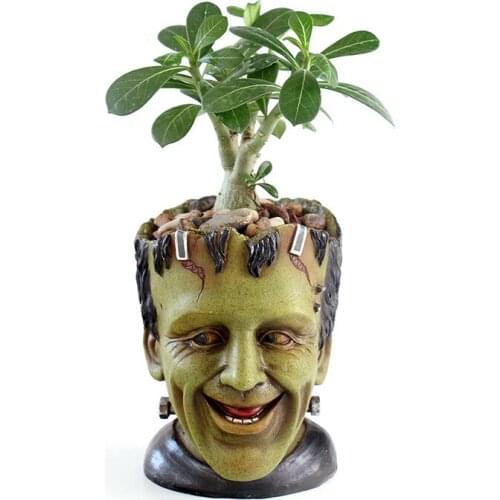 Terror Art Frankenstein Flower Pot Container Resin FlowerPot Wack Science Man Figurine Desktop Decoration Flowerpot Garden Decor
