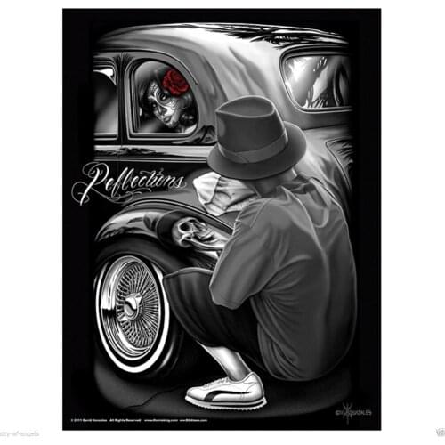 DGA Reflections David Gonzales Lowrider Chicano work Homies Wall Sticker Silk Poster Art Light Canvas Home Decoration