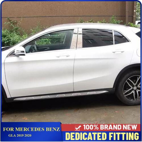For Mercedes Benz GLA 2019 2020 Stainless Steel Car Window Pillar B+C Center Pillars Cover Frame Auto Accessories