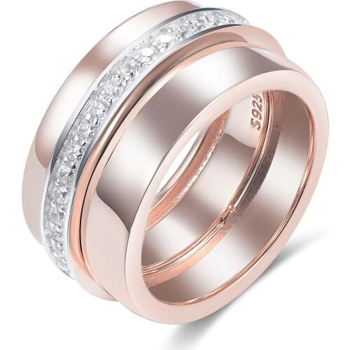 GW Individuality 925 Sterling Silver Unusual Rose Gold Ring Rotatable Elegant Rings for Women Trend Engagement Party Jewelry