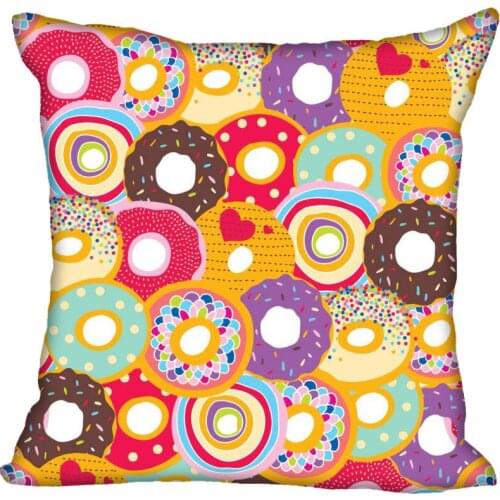 Custom Pillowcase Donuts Pattern Square Zipper Pillow Cover 35X35,45X45,60X60cm(Two Sides) Print Your Pictures Pillow Cases
