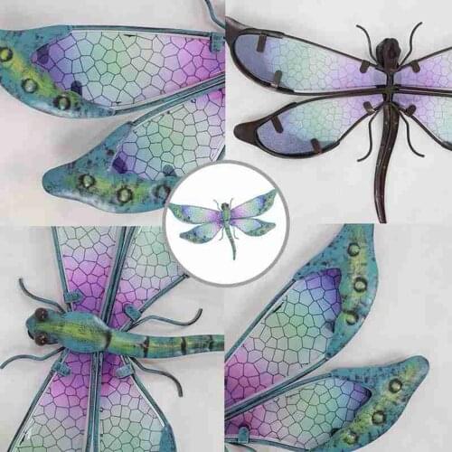 Exquisite Metal Dragonfly Wall Statue Decor Art Bedroom Kitchen Garden Porch