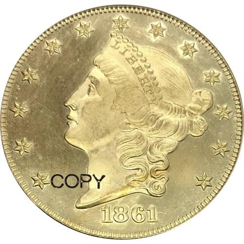 United States Confederate States of America Confederate Double Eagle $20 Twenty Dollars 1861 Brass Metal Gold Coin Copy Coins